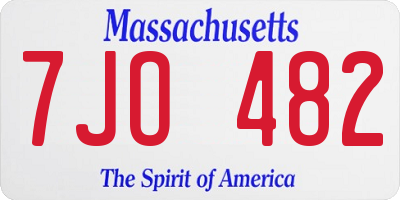 MA license plate 7JO482