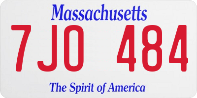 MA license plate 7JO484