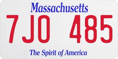 MA license plate 7JO485
