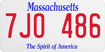 MA license plate 7JO486