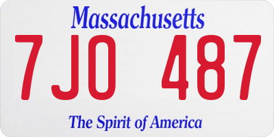 MA license plate 7JO487