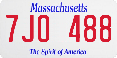 MA license plate 7JO488
