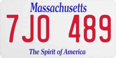 MA license plate 7JO489