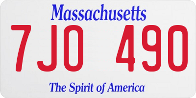 MA license plate 7JO490