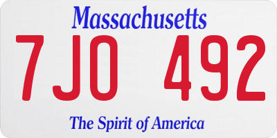 MA license plate 7JO492