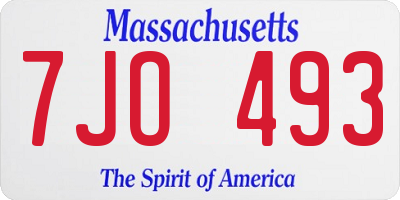 MA license plate 7JO493