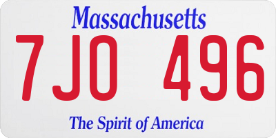 MA license plate 7JO496