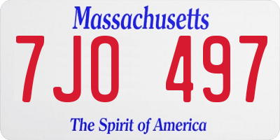 MA license plate 7JO497