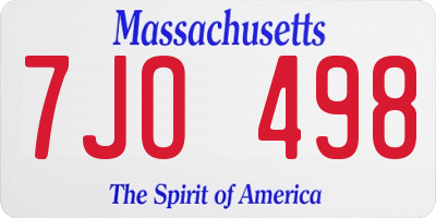 MA license plate 7JO498