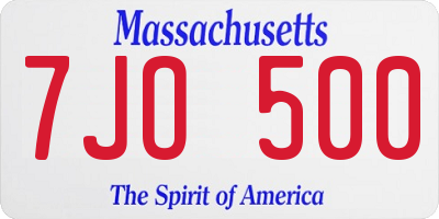 MA license plate 7JO500
