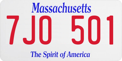 MA license plate 7JO501