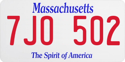 MA license plate 7JO502