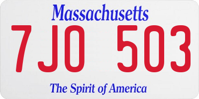 MA license plate 7JO503
