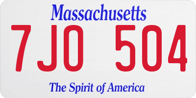 MA license plate 7JO504