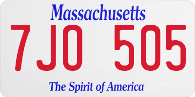 MA license plate 7JO505