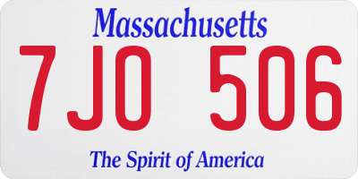 MA license plate 7JO506