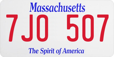 MA license plate 7JO507