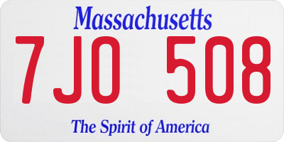 MA license plate 7JO508