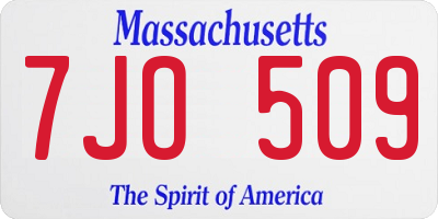 MA license plate 7JO509