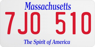 MA license plate 7JO510