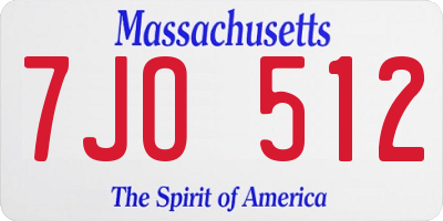 MA license plate 7JO512