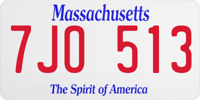 MA license plate 7JO513