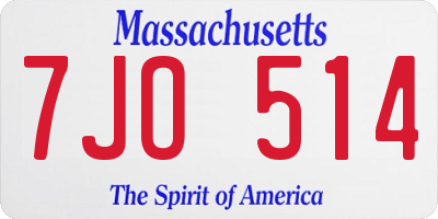 MA license plate 7JO514