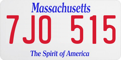 MA license plate 7JO515
