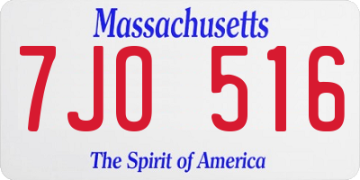 MA license plate 7JO516