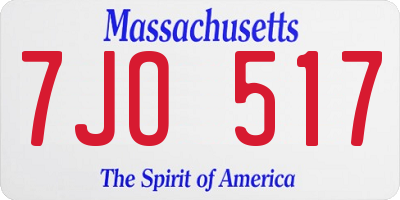 MA license plate 7JO517