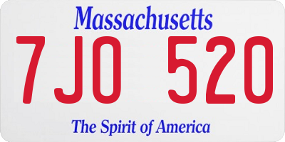 MA license plate 7JO520
