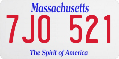 MA license plate 7JO521