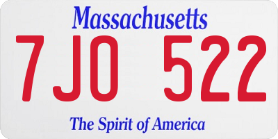 MA license plate 7JO522
