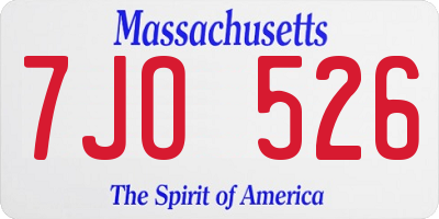 MA license plate 7JO526