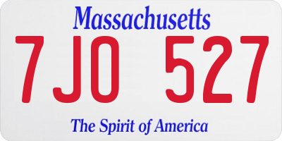 MA license plate 7JO527