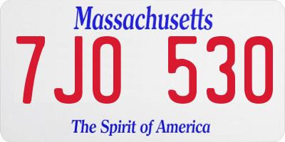 MA license plate 7JO530
