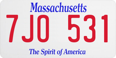 MA license plate 7JO531