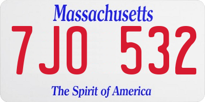 MA license plate 7JO532