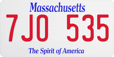 MA license plate 7JO535