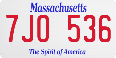 MA license plate 7JO536