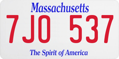 MA license plate 7JO537
