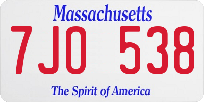 MA license plate 7JO538