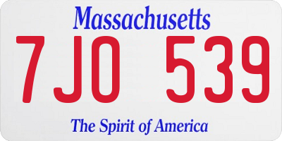 MA license plate 7JO539