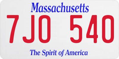 MA license plate 7JO540
