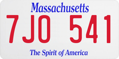 MA license plate 7JO541