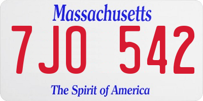 MA license plate 7JO542