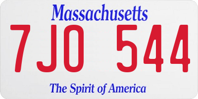 MA license plate 7JO544