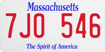 MA license plate 7JO546