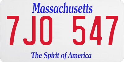 MA license plate 7JO547