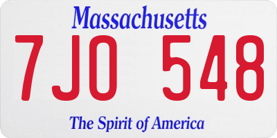 MA license plate 7JO548
